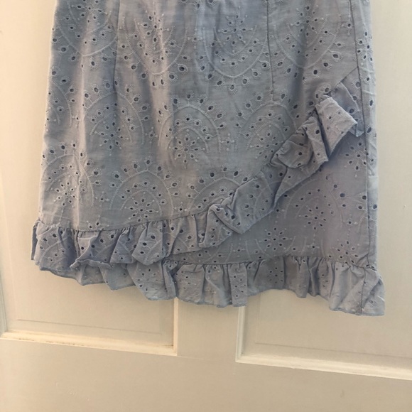 Asymmetrical Ruched Ruffle Trim Embroidery Skirt - Picture 3 of 4